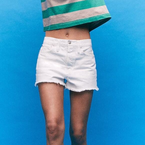 Madewell Relaxed Denim Shorts in Tile White - Picture 1 of 10